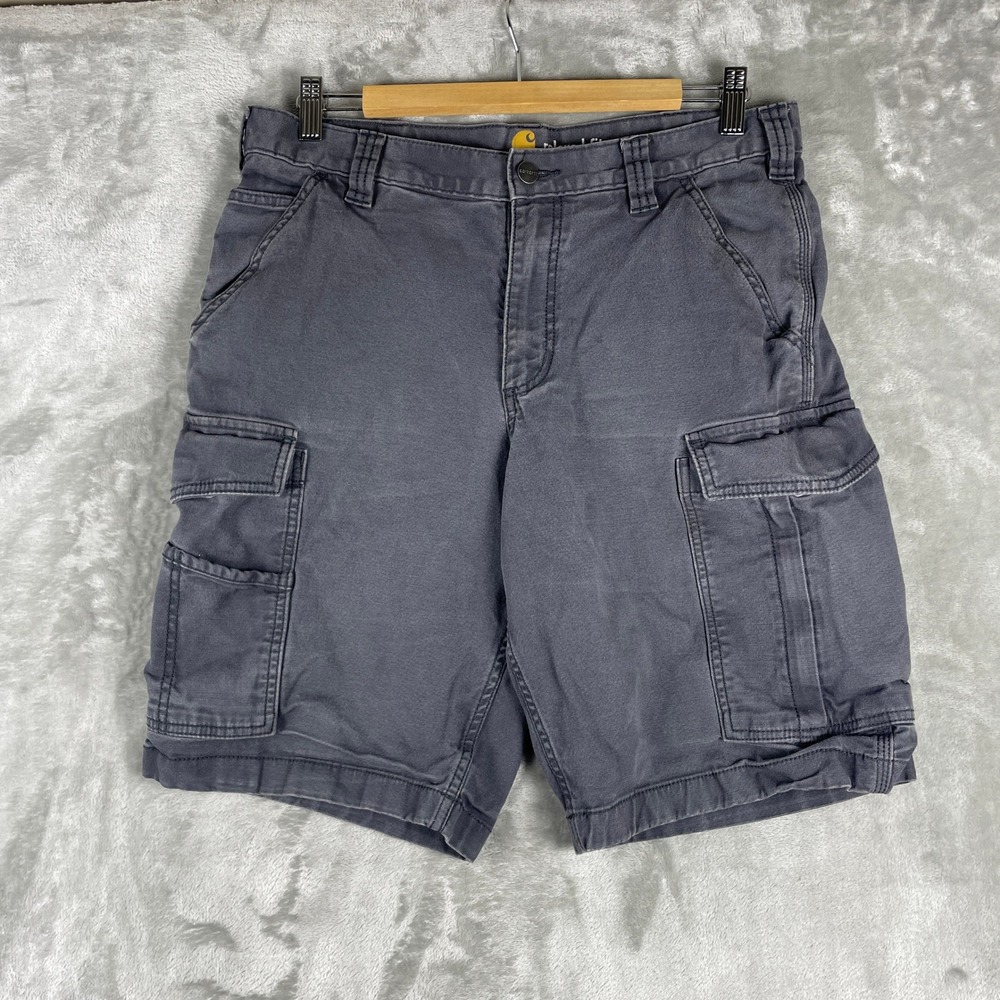 Carhartt Cargo Shorts Mens 33 Gray Relaxed Fit Canvas 103542 029